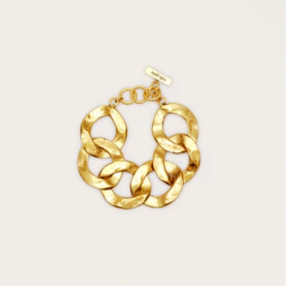Cult Gaia Dulce Hammered Metal Gold Chain Bracelet $298 MSRP New In Box